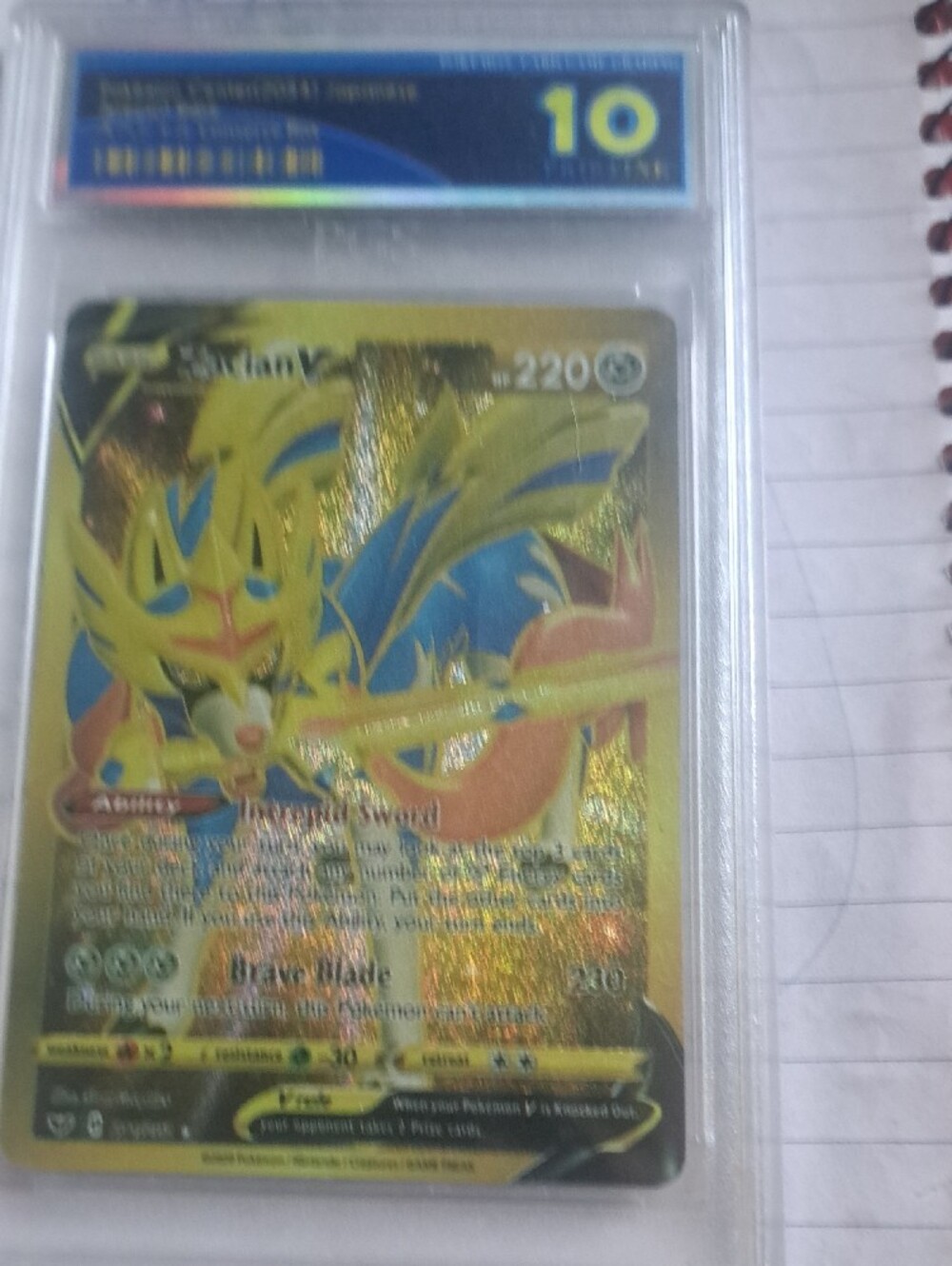 Zacian V Gold Holo Collectible Card - Yellow & Blue - Picture 4 of 4